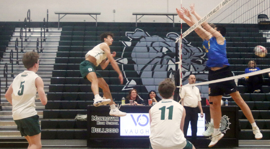 Monrovia boys volleyballers take on No. 2 Carmel at home