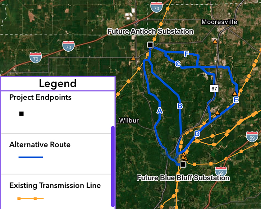 AES narrows possible routes for transmission line